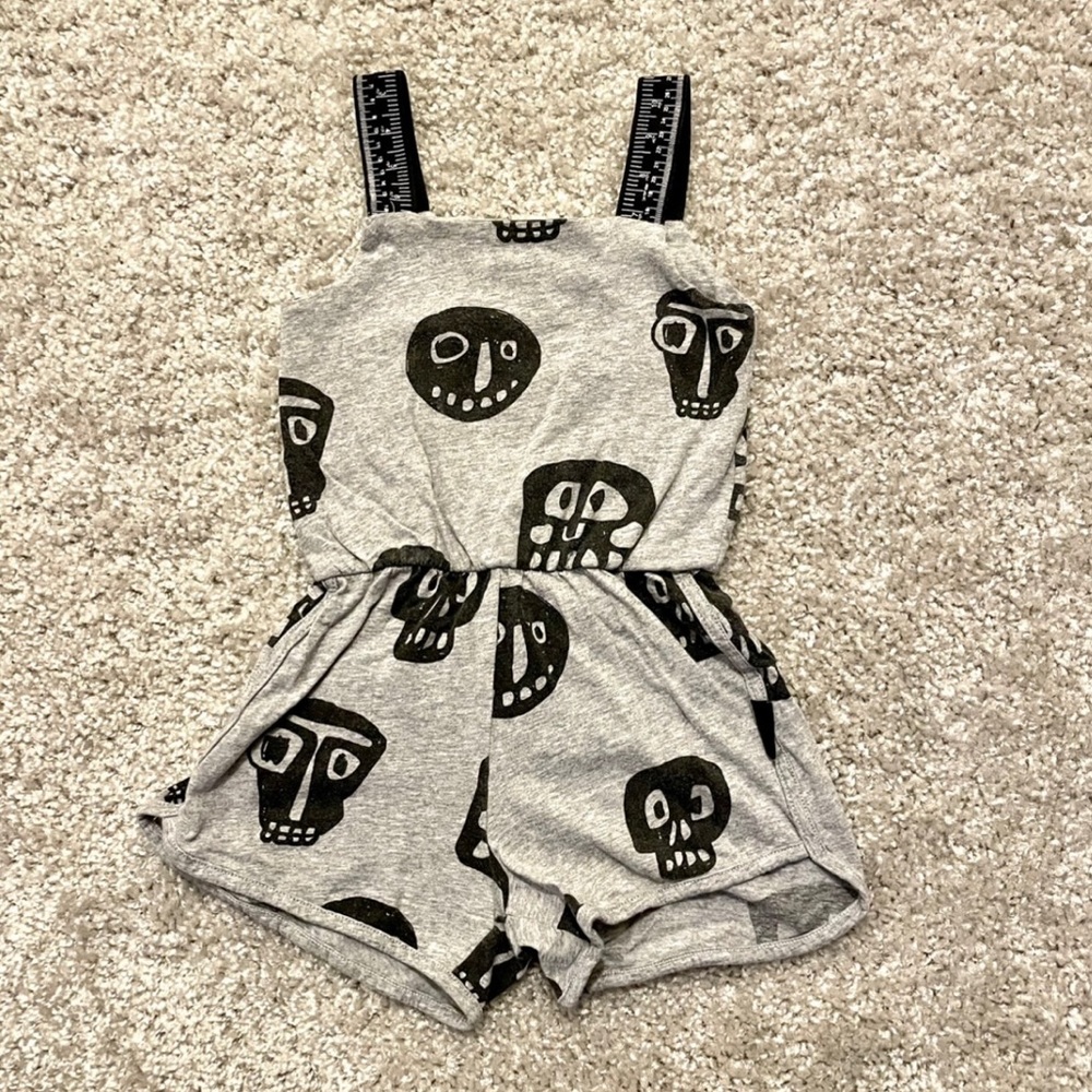 nununun Rowdy Masks Strap Overall Romper 2-3